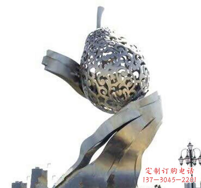 宁夏不锈钢梨雕塑艺术结合精美外形