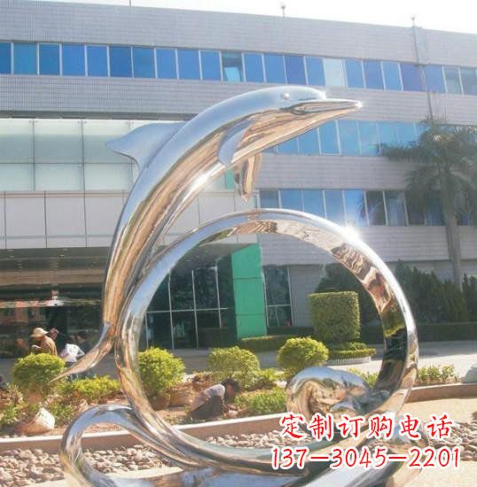 宁夏不锈钢海豚雕塑精致而灵动