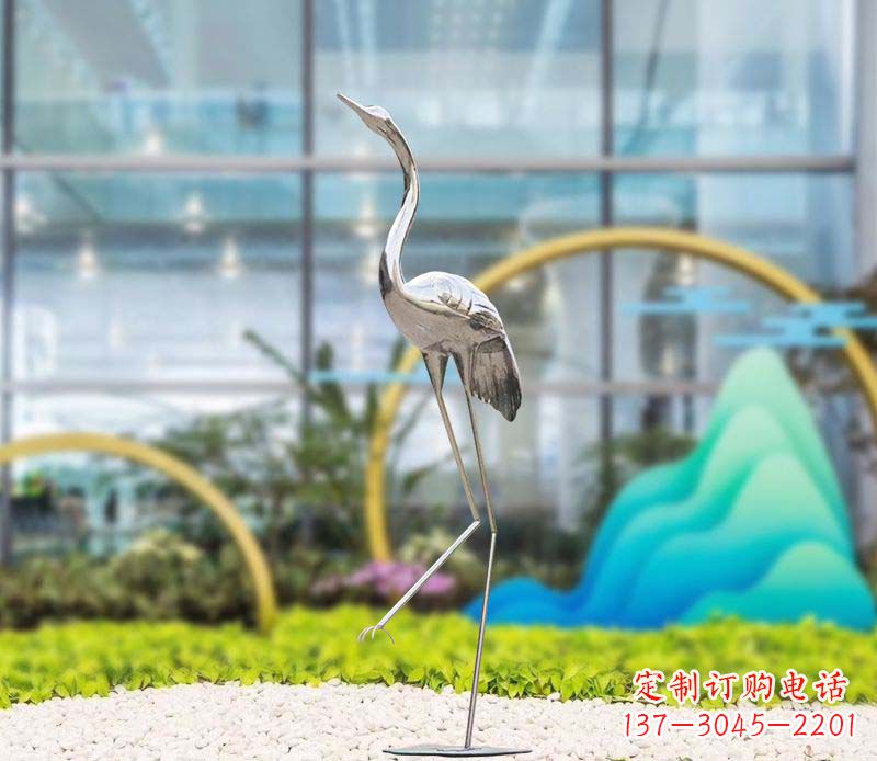 宁夏不锈钢仙鹤雕塑传承中国古典文化