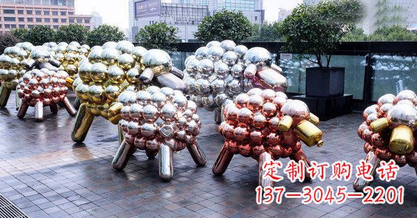 宁夏不锈钢动物雕塑——小羊肖恩动物广场