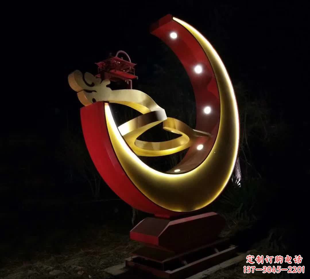 宁夏不锈钢月亮雕塑静谧中的经典之美