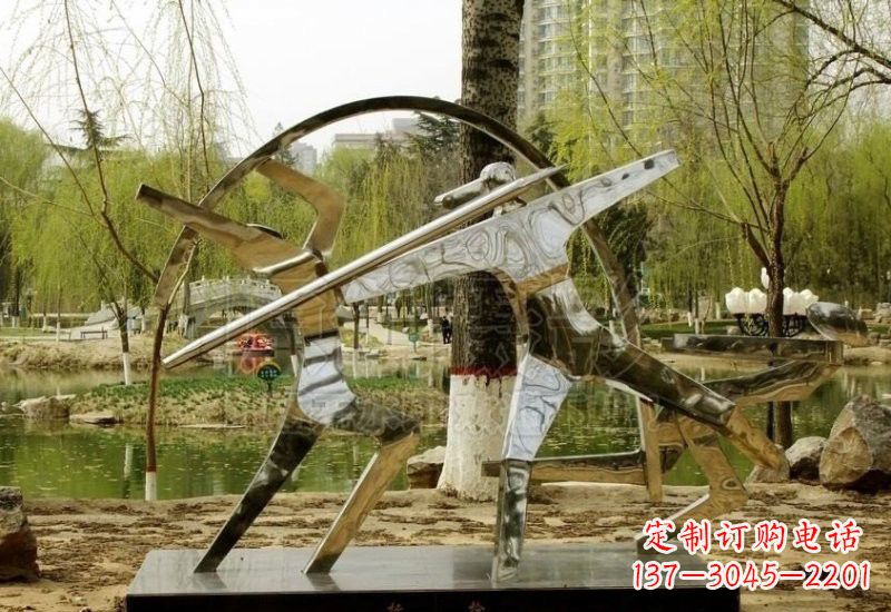 宁夏不锈钢抽象运动员雕塑