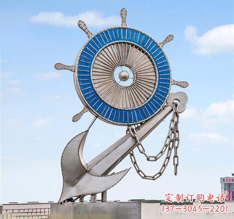 宁夏不锈钢船舵雕塑2