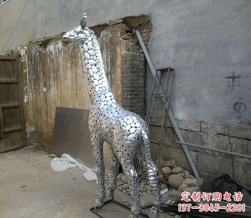 宁夏精美不锈钢长颈鹿雕塑