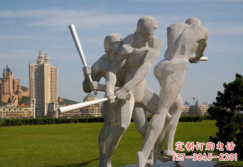 宁夏不锈钢打棒球人物雕塑2