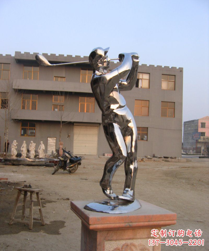 宁夏不锈钢打高尔夫人物雕塑