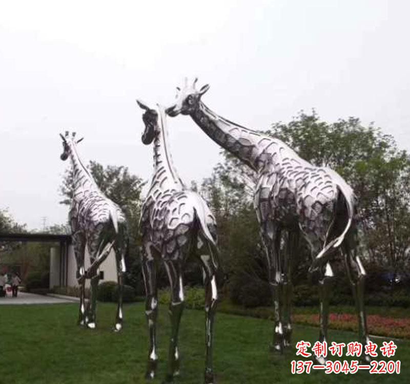 宁夏精美的不锈钢大型长颈鹿雕塑
