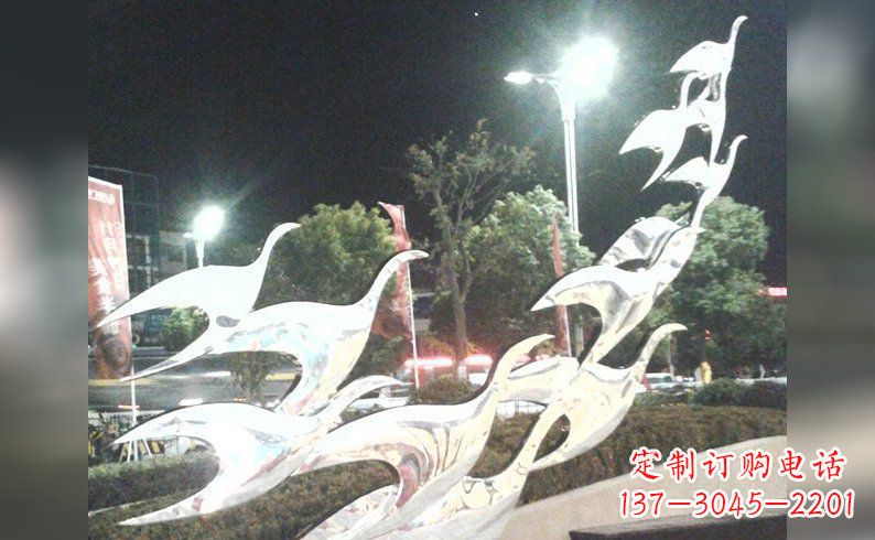 宁夏不锈钢大雁雕塑——灿烂的翱翔