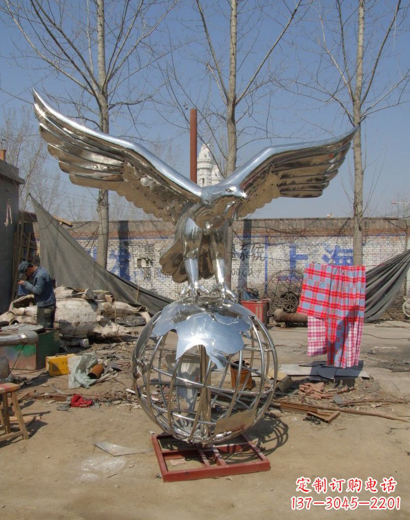 宁夏老鹰雕塑不锈钢大展鸿图