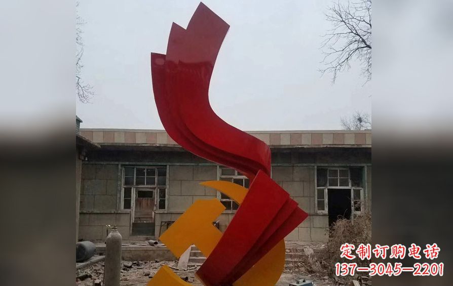 宁夏不锈钢党徽雕塑——为共产主义奠基