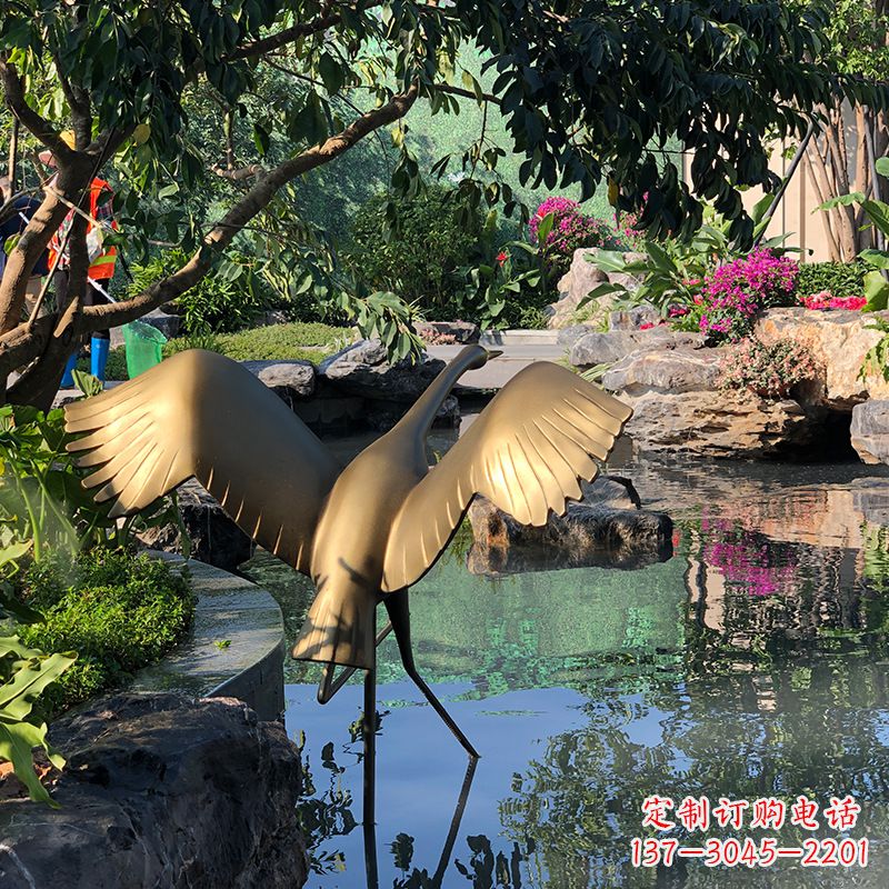 宁夏不锈钢动物鹤雕塑精美艺术品