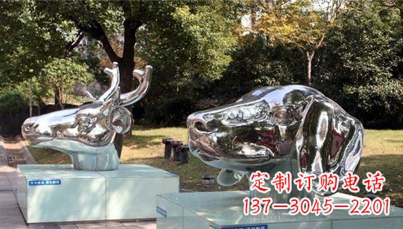 宁夏不锈钢动物十二生肖头象雕塑