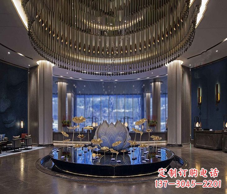 宁夏不锈钢锻造荷花雕塑精美无比