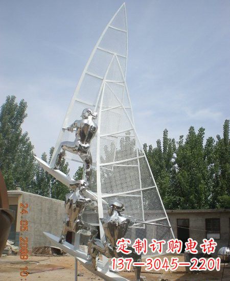 宁夏海上航行不锈钢帆船雕塑