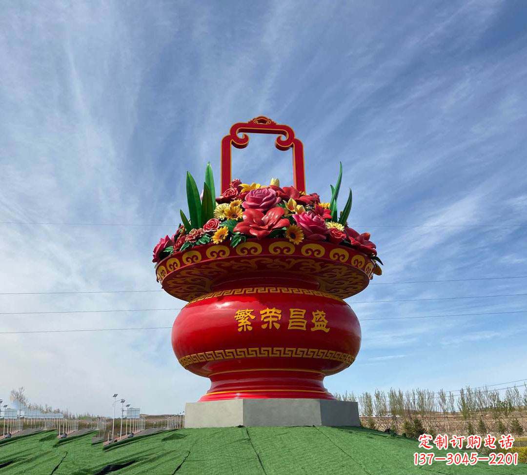 宁夏不锈钢花篮雕塑象征繁荣昌盛