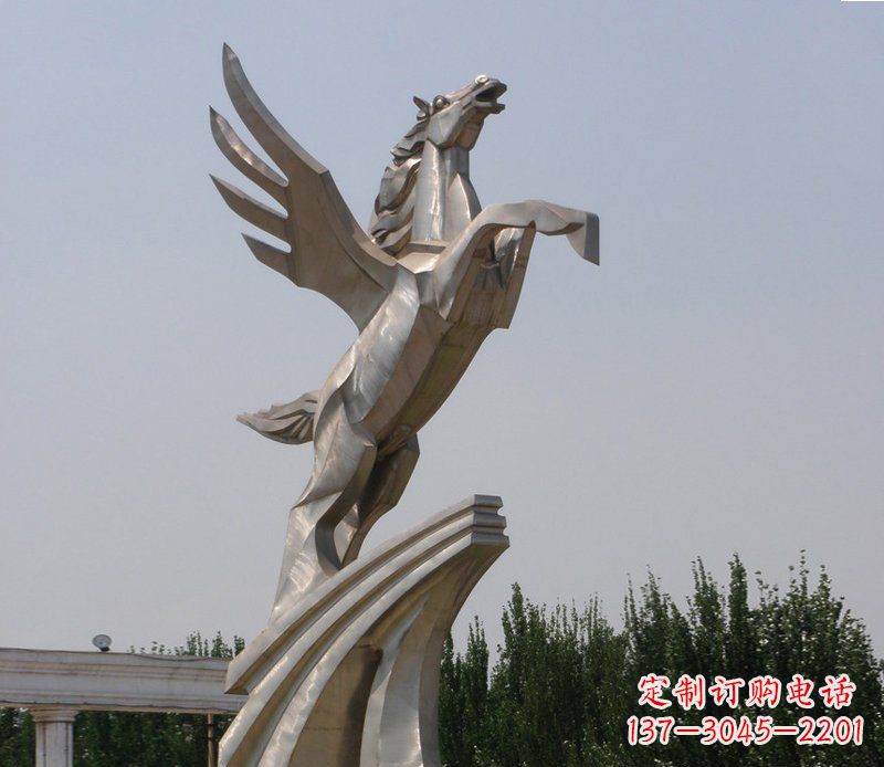 宁夏不锈钢飞马精美雕塑点缀公园