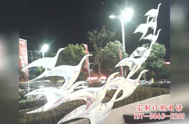 宁夏不锈钢大雁雕塑一种高雅的艺术美学