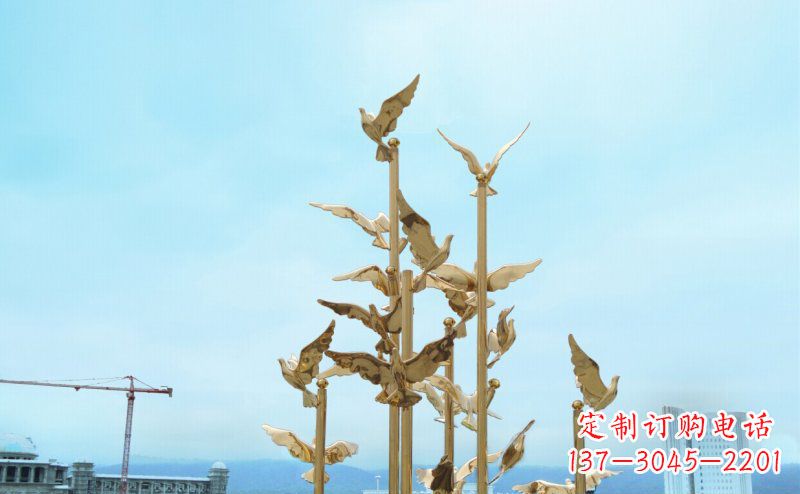 宁夏不锈钢飞翔的鸽子雕塑传递自由、和平的美好祝愿