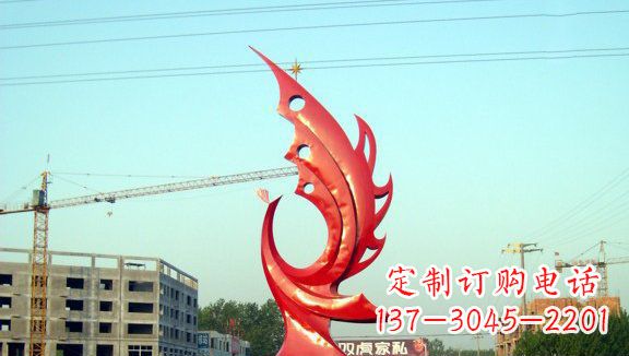 宁夏凤凰城市的不锈钢雕塑
