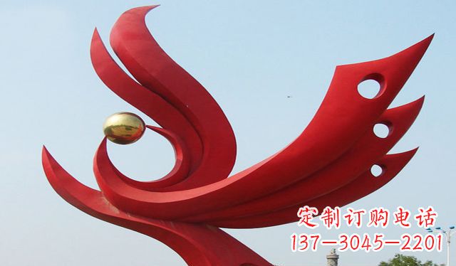 宁夏不锈钢凤凰雕塑象征着美丽与智慧