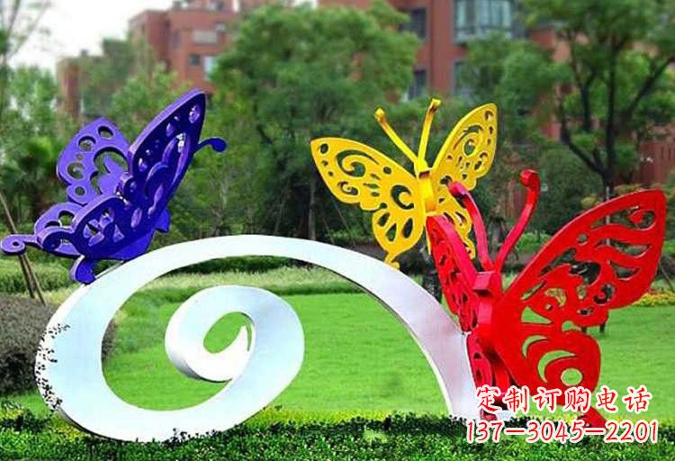宁夏彩色蝴蝶雕塑,点亮不锈钢公园