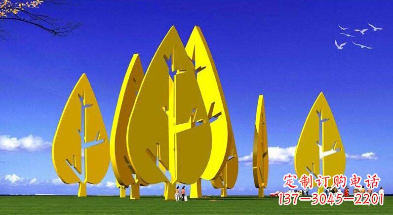 宁夏不锈钢树叶雕塑美丽的艺术装点