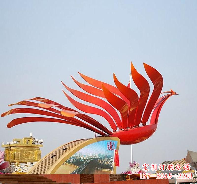 宁夏不锈钢凤凰雕塑——美丽的象征