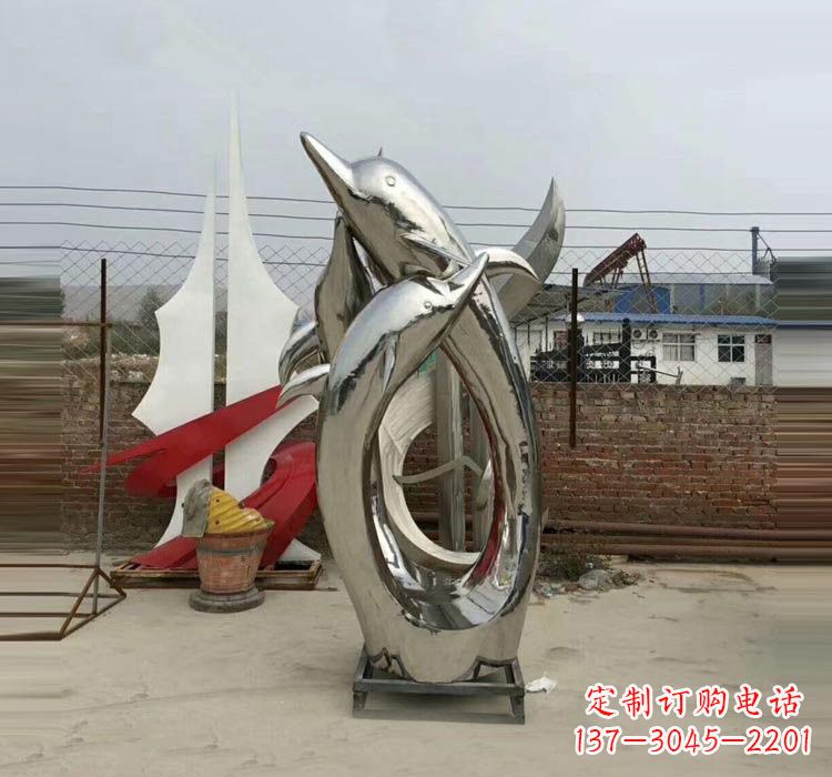 宁夏不锈钢海豚雕塑——象征着动物自由的象征