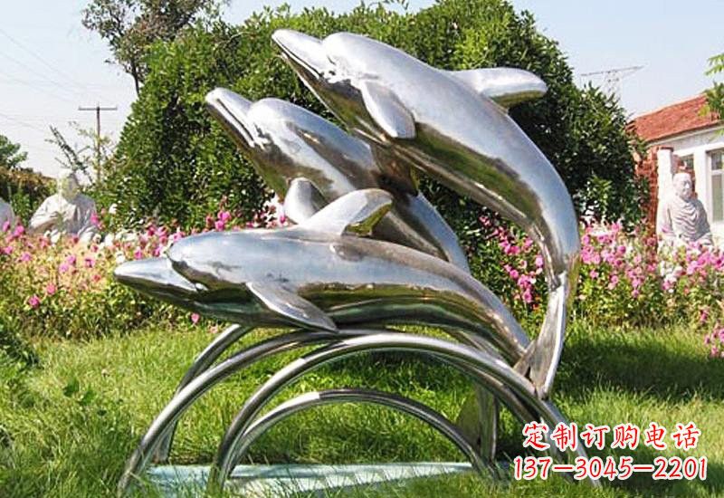 宁夏不锈钢海豚雕塑——点亮公园的精灵