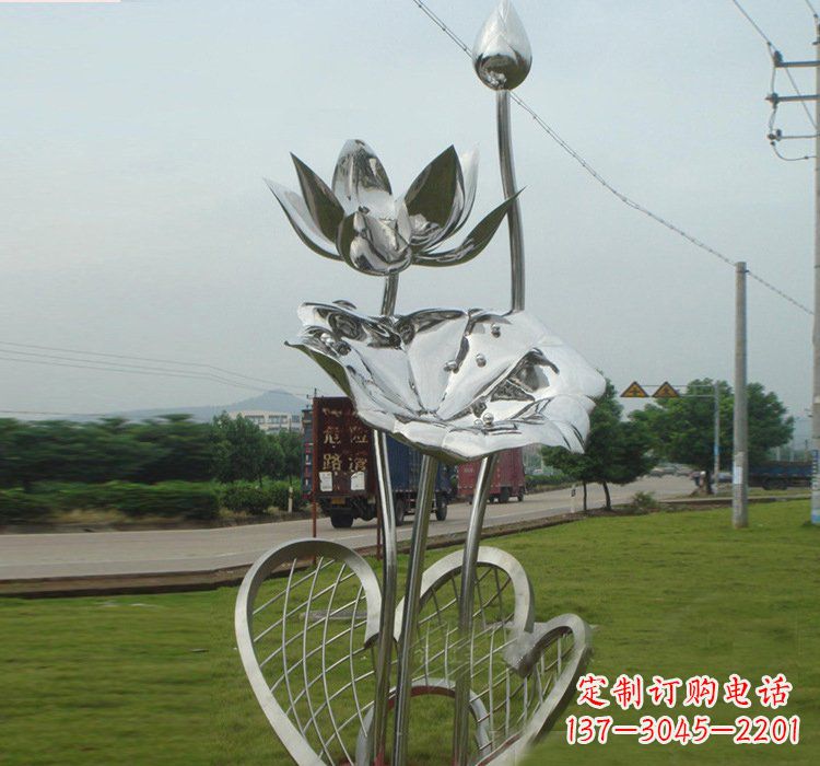 宁夏不锈钢公园荷花荷叶雕塑