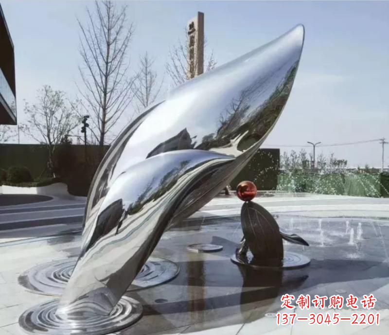 宁夏精美不锈钢海豚雕塑