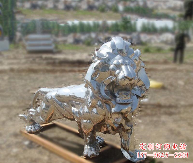 宁夏不锈钢公园镜面狮子雕塑