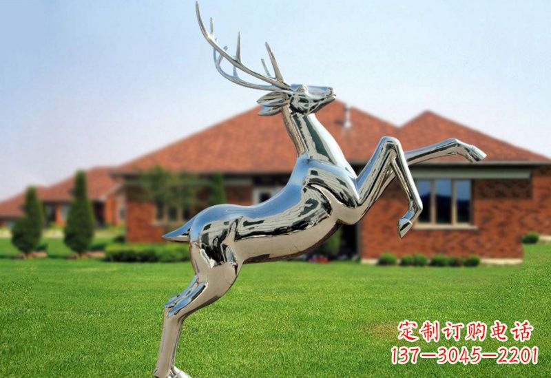 宁夏不锈钢公园镜面梅花鹿雕塑