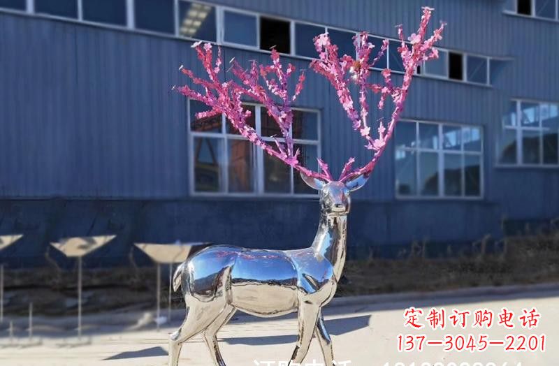 宁夏梅花鹿雕塑不锈钢公园的美丽礼物