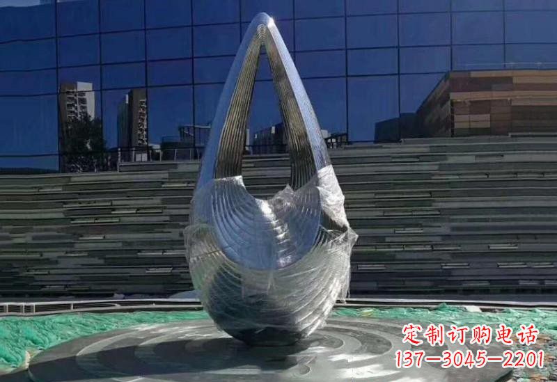 宁夏不锈钢公园空心水滴雕塑