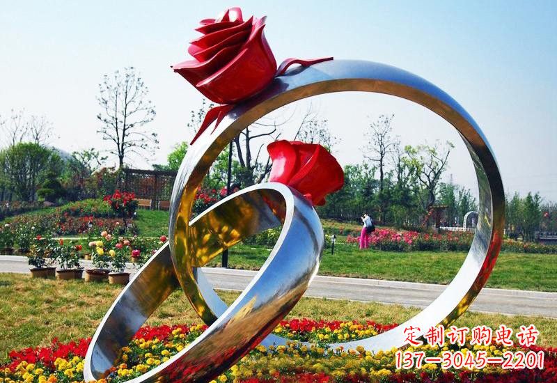 宁夏不锈钢公园玫瑰花戒指雕塑精致精美的礼物
