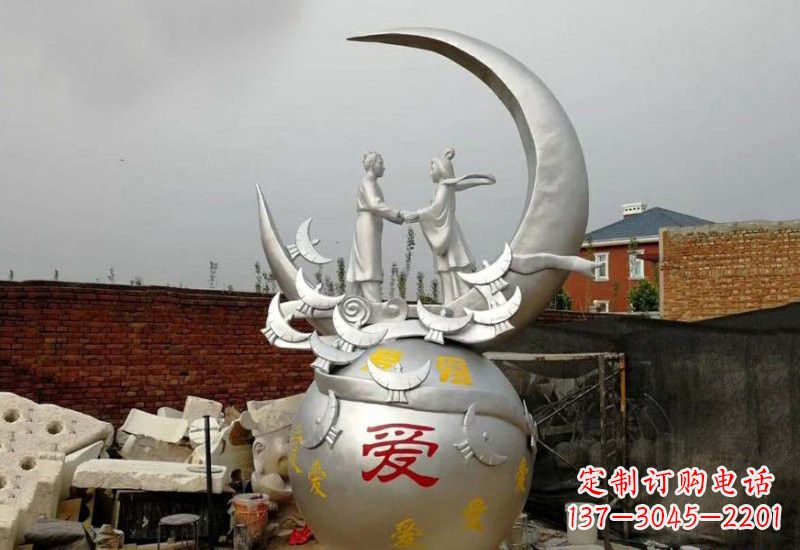 宁夏牛郎织女传说的不锈钢雕塑