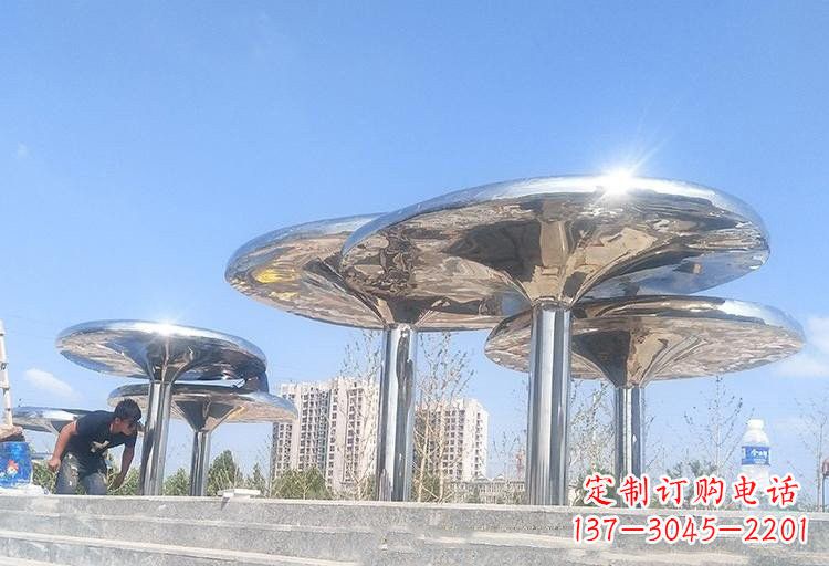 宁夏不锈钢广场凉亭雕塑——精美雕塑点缀美丽环境