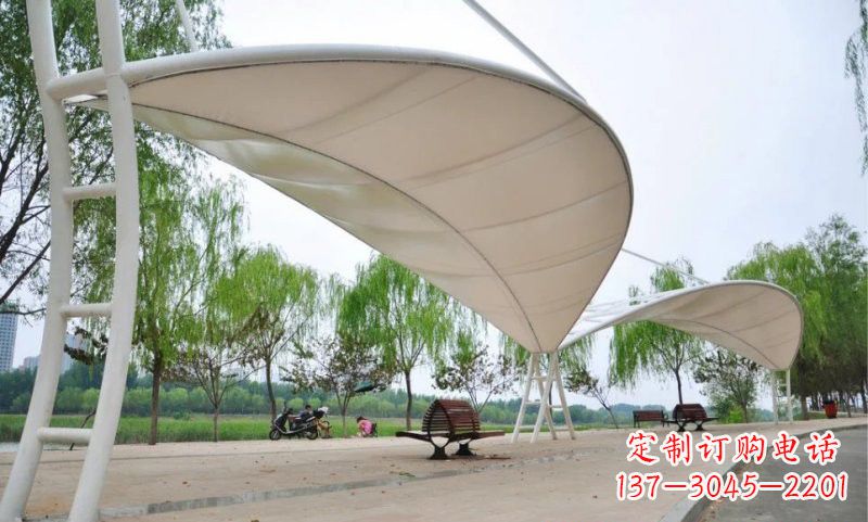 宁夏不锈钢树叶形遮阳棚雕塑