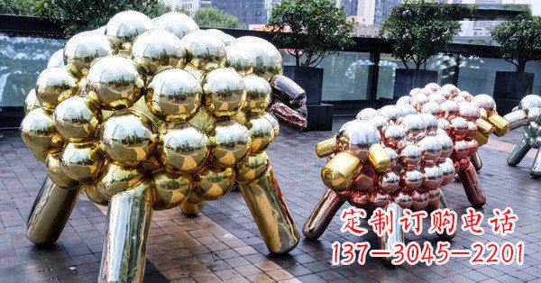 宁夏不锈钢广场小羊肖恩抽象动物雕塑