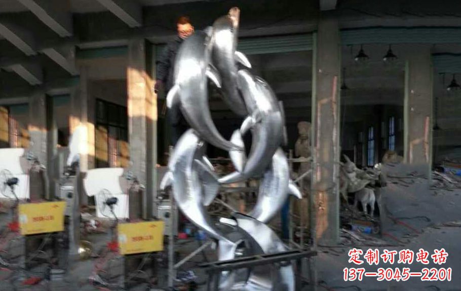 宁夏不锈钢海豚雕塑漂亮的海洋艺术品