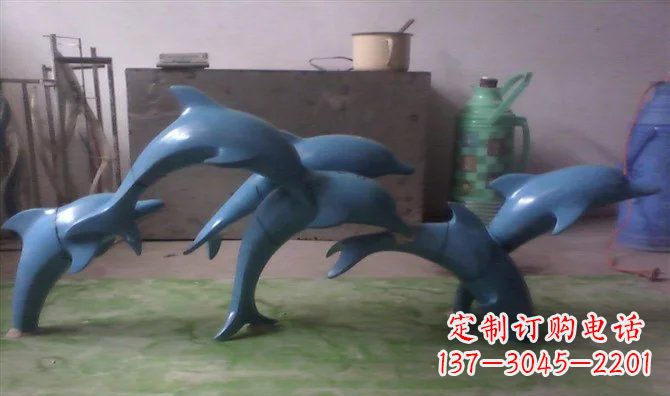 宁夏不锈钢海豚雕塑精致的艺术品