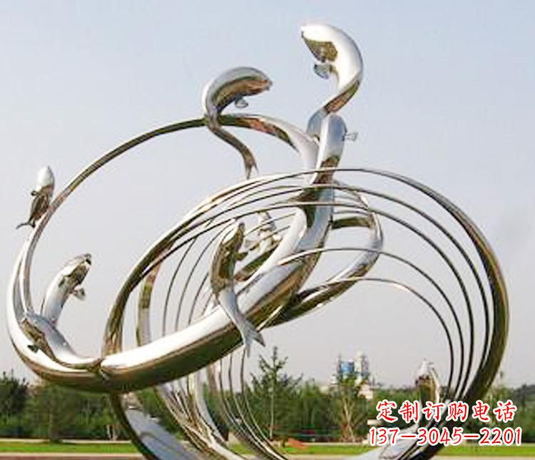 宁夏不锈钢海豚雕塑美丽而又神秘