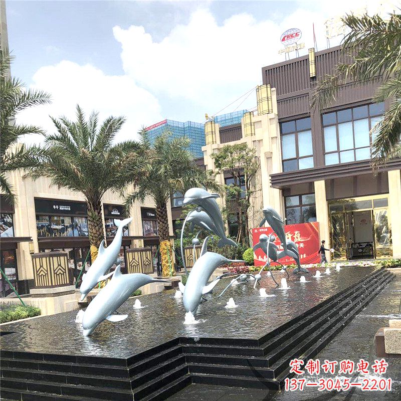 宁夏精美海豚喷泉,点缀城市企业街道