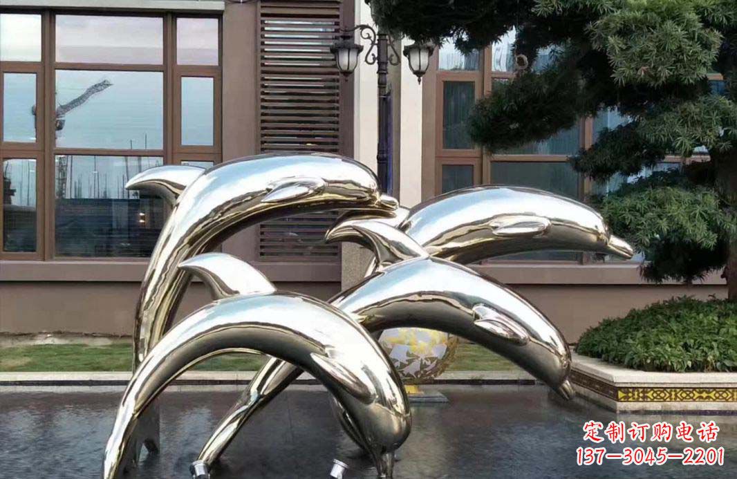 宁夏不锈钢海豚跳跃雕塑精美绝伦