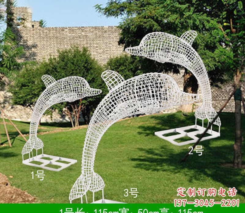 宁夏不锈钢海豚组合雕塑精美的艺术品