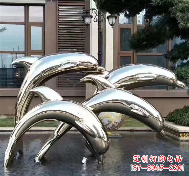 宁夏不锈钢海洋动物雕塑——海豚