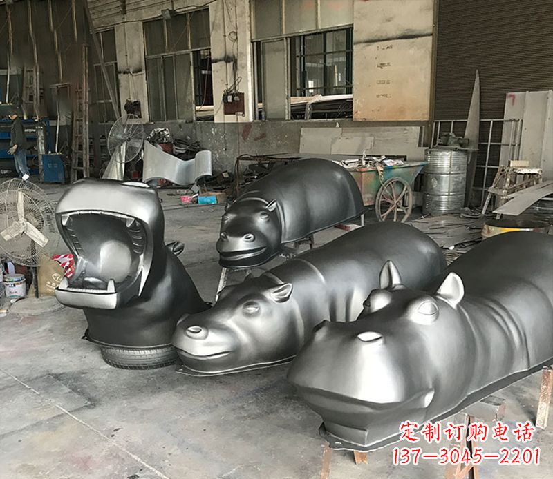 宁夏不锈钢河马雕塑——艺术与自然的完美结合