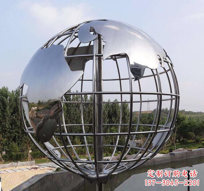宁夏不锈钢户外地球仪雕塑一件既美观又能提醒人们环保的艺术品