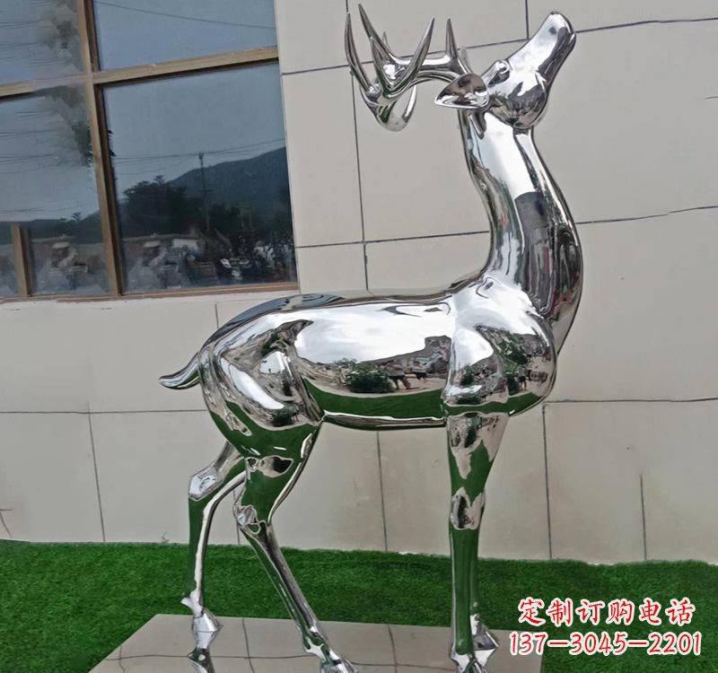 宁夏不锈钢户外动物鹿雕塑
